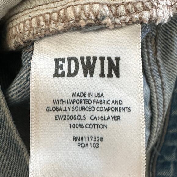 Edwin Denim Cai classic Straight High Waist Non stretch Ripped Jeans size 26 - Picture 7 of 16